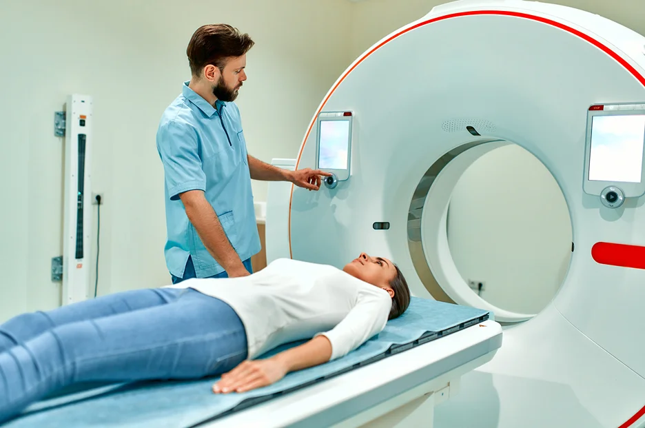 a woman undergoes MRI for sciatic endometriosis diagnosis