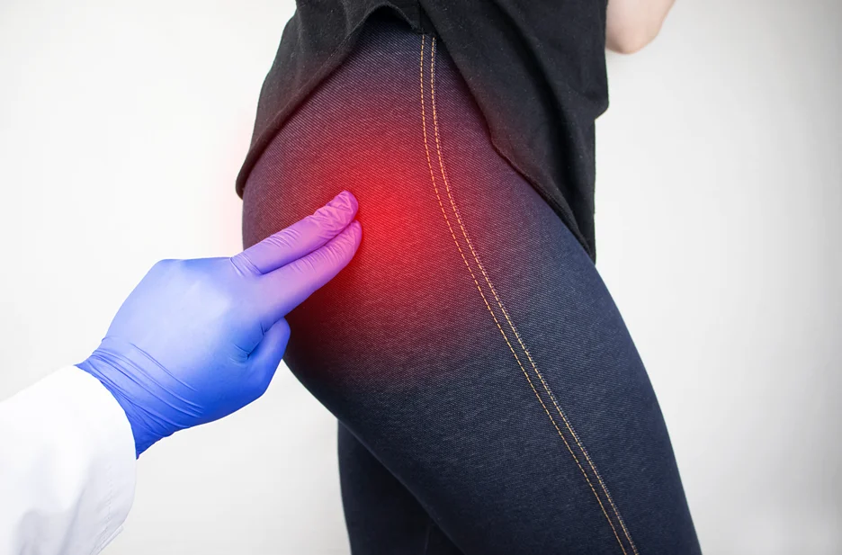 a woman suffering from sciatica pain